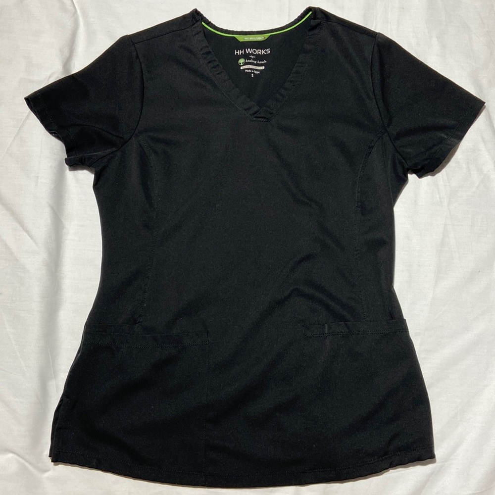 Healing Hands Scrub Top. Small. Black. H&H Works. Monica Top.